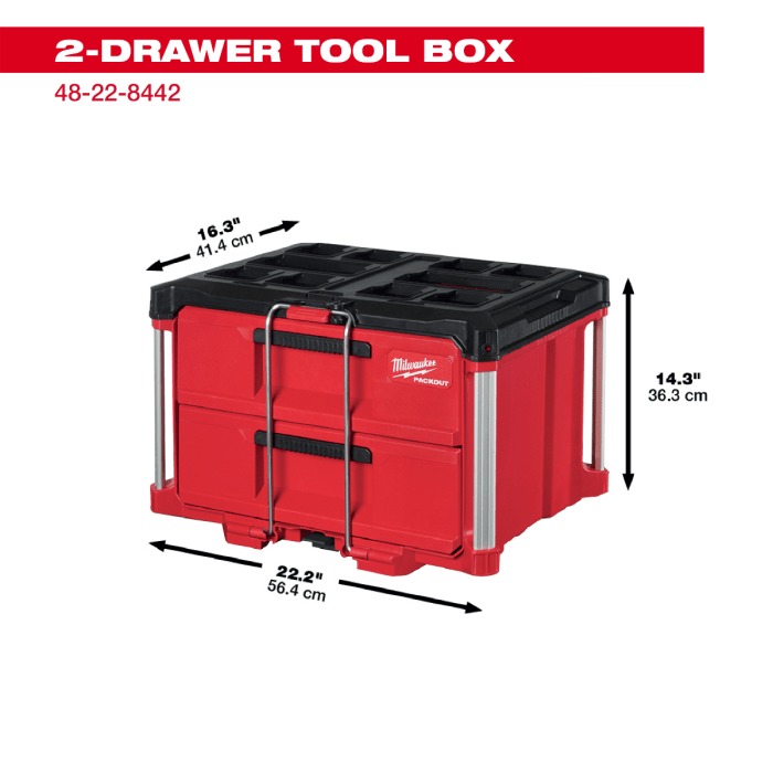 「PackOut」 Milwaukee Tool |ミルウォーキーツール パックアウト 引き出し収納 2段 48 - 22 - 8442 - MisakaZoo