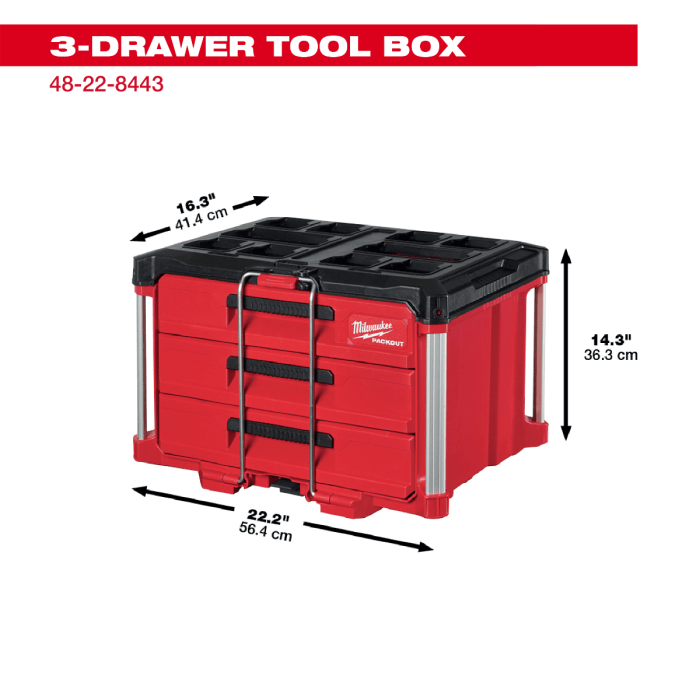 「PackOut」 Milwaukee Tool |ミルウォーキーツール パックアウト 引き出し収納 3段 48 - 22 - 8443 - MisakaZoo