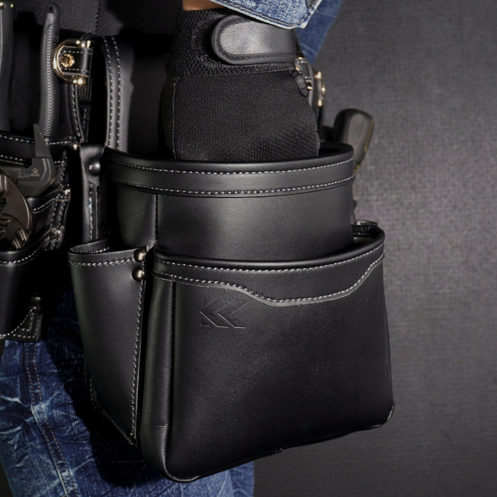 [AB-23BG] KUROKIN 黒金(Black & Gold) 腰袋3段 LIGHT PU LEATHER SERIES 単品1個