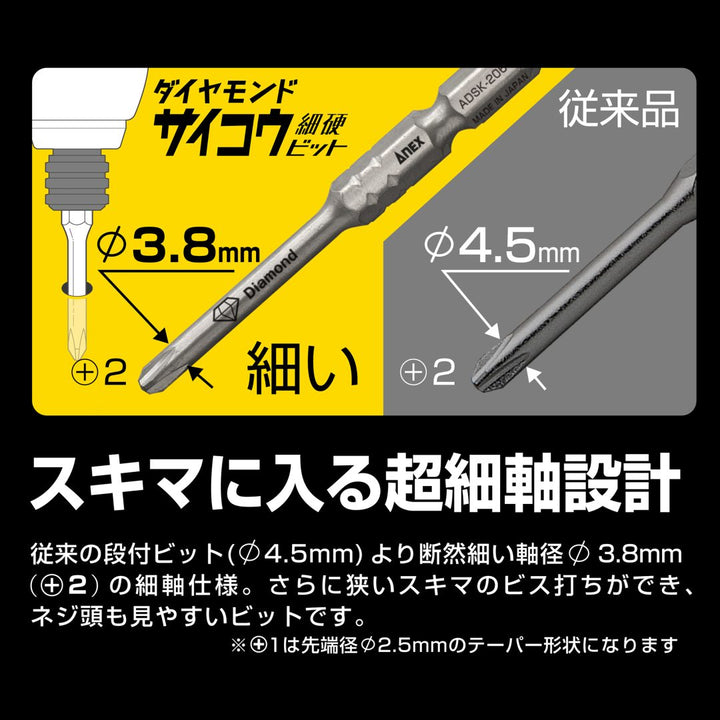 ADSK-2150 ダイヤモンドサイコウ (細硬) ビット ＋2×150