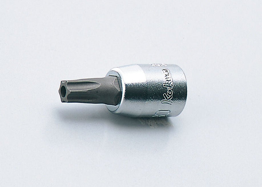 [2025.28-T20H] Ko-ken(コーケン) 1/4"(6.35mm)SQ. イジリ止めトルクスビットソケット 全長28mm T20H 単品1本 - MisakaZoo