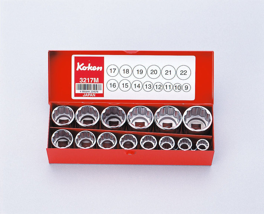 [3217M] Ko-ken(コーケン) 3/8"(9.5mm)SQ. ソケットセット 14ヶ組 セット品14個 - MisakaZoo