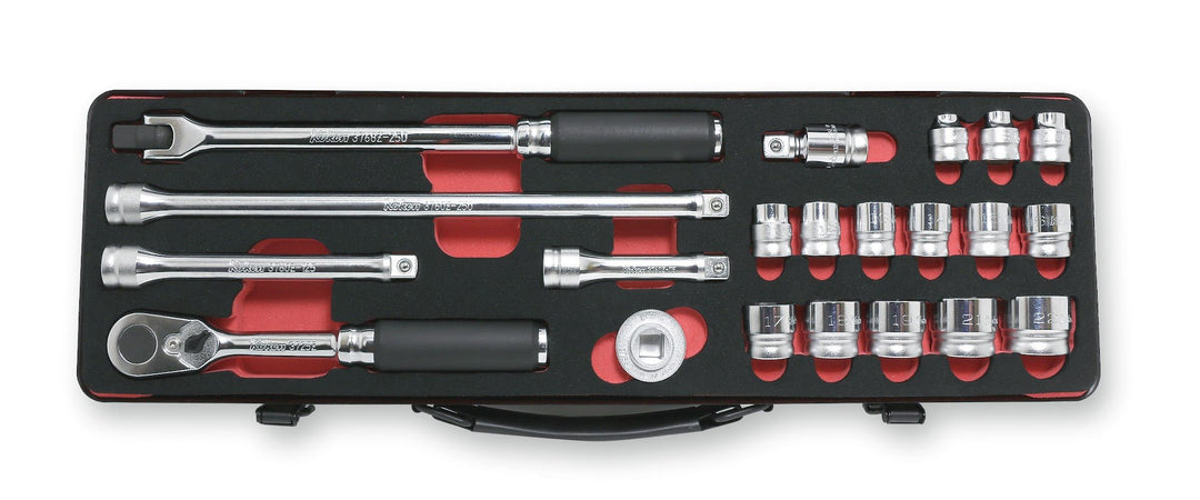 [3286Z(G72)] Ko-ken Z-EAL(コーケン ジール) 3/8"(9.5mm)SQ. ソケットセット 21ヶ組(G72)ラチェット72枚歯 セット品21個 - MisakaZoo
