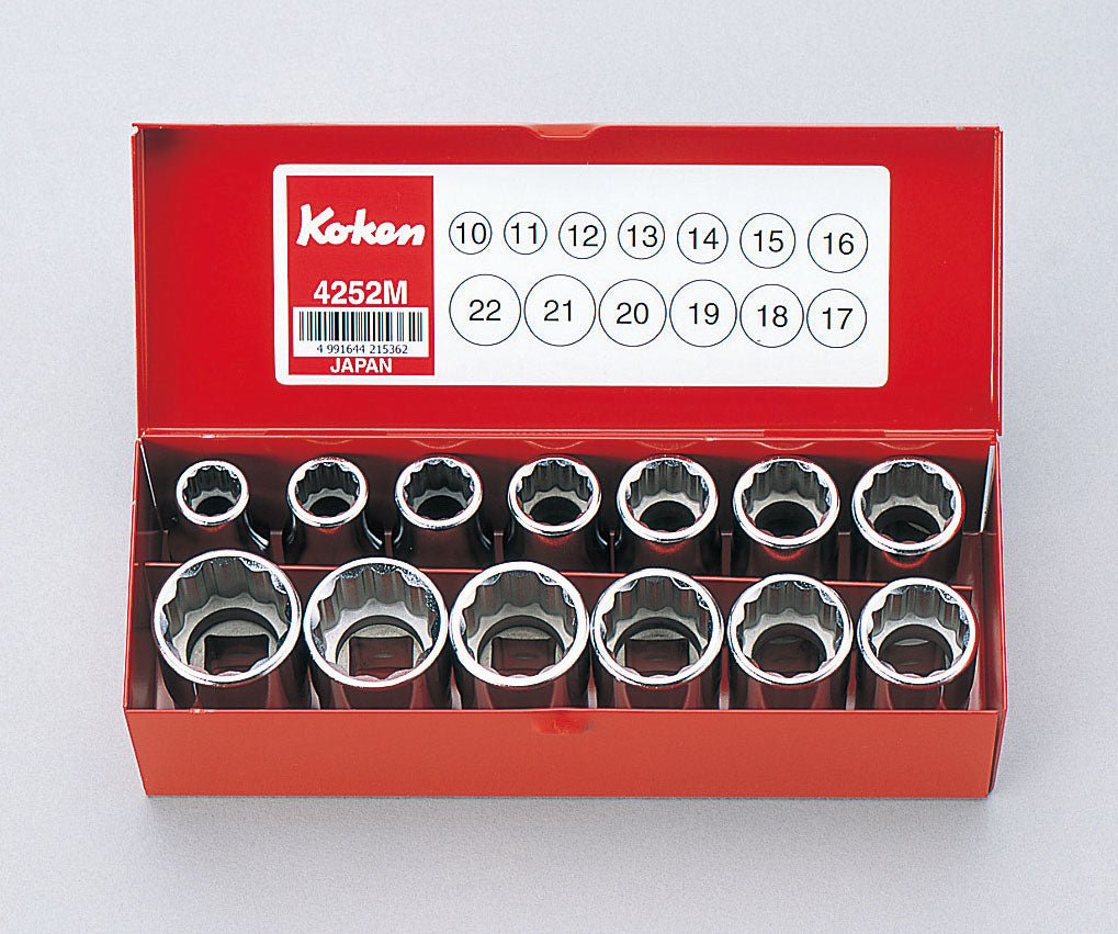 [4252M] Ko-ken(コーケン) 1/2"(12.7mm)SQ. ソケットセット 13ヶ組 セット品13個 - MisakaZoo