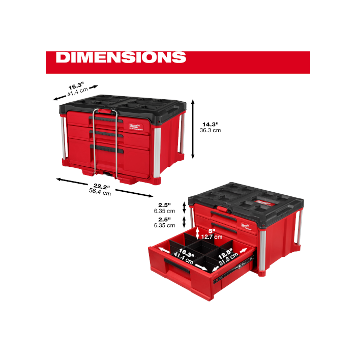 [PackOut] Milwaukee|ミルウォーキー パックアウト マルチサイズ引き出し収納 3段 48-22-8447