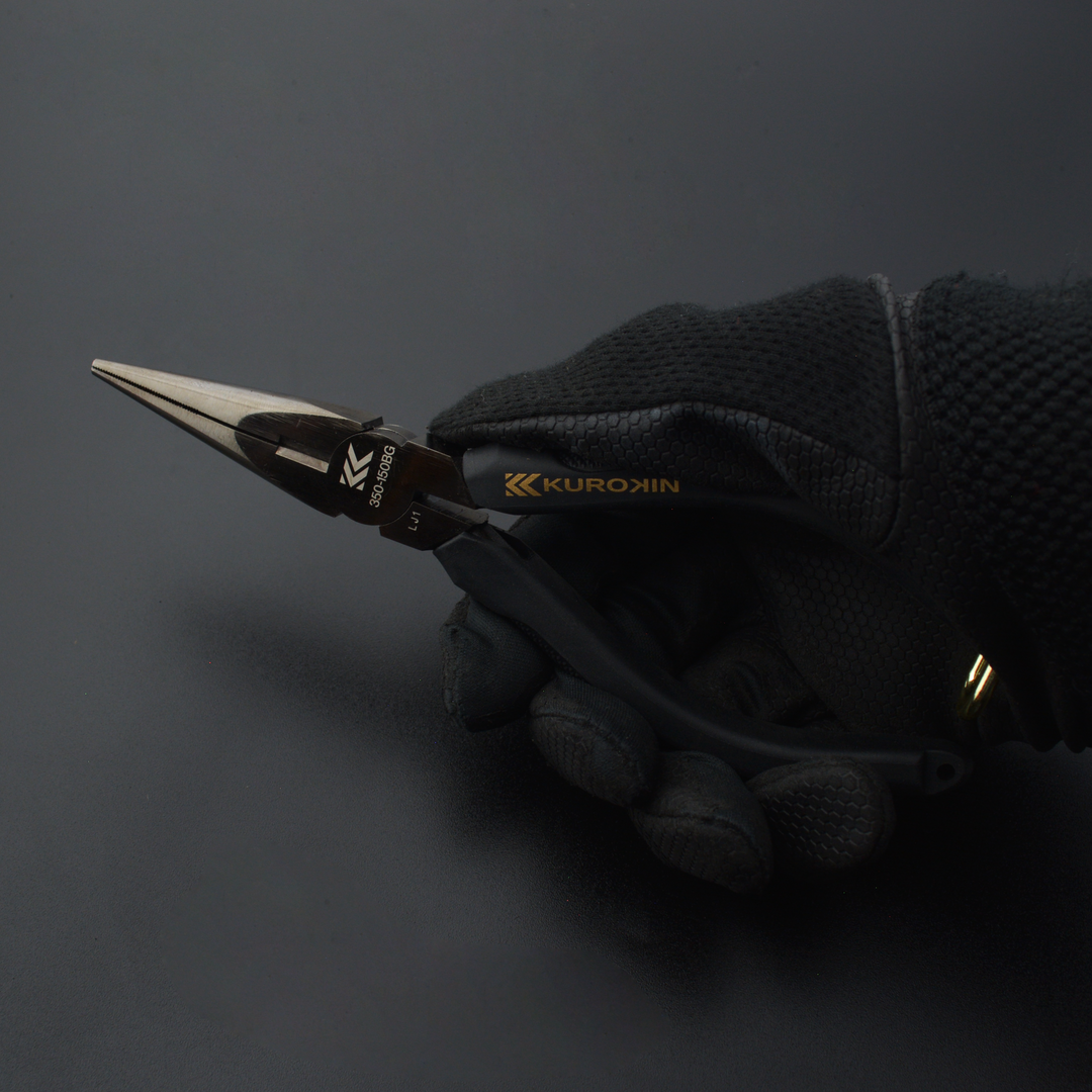 [350-150BG] KUROKIN 黒金(Black & Gold) ラジオペンチ（クロスローレット） 単品1丁