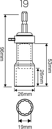 [TSK-SD19RB-6K] タジマ(TAJIMA) SDソケット 落下防止付 19mm 6角 単品1個