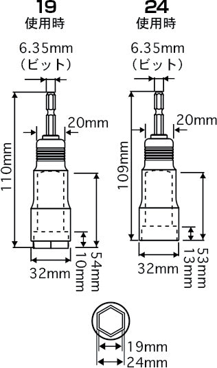 [TSK-T1721-6K〜TSK-T1924-6K] タジマ(TAJIMA) 耐久ソケット ダブル 6角 単品（全2サイズ）