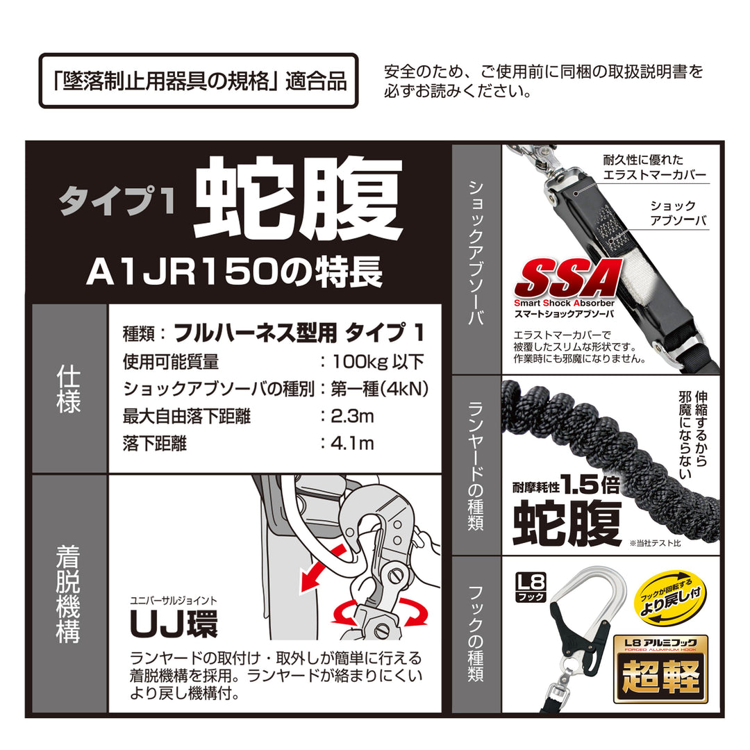 [A1JR150-L8BK] タジマ(TAJIMA) ハーネス用蛇腹 L8シングル 単品1個