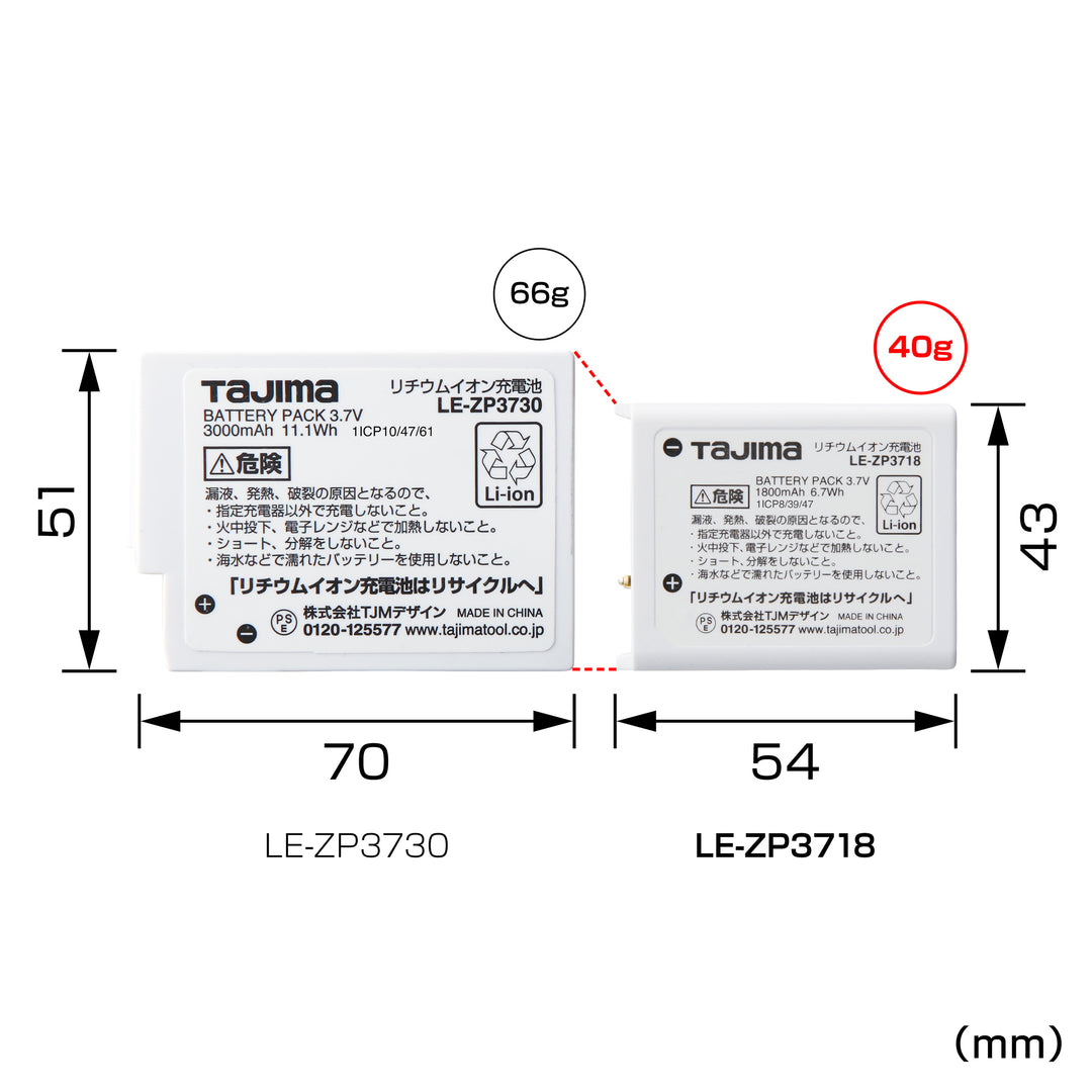 [LE-ZP3718] タジマ(TAJIMA) 充電池3718 単品1個