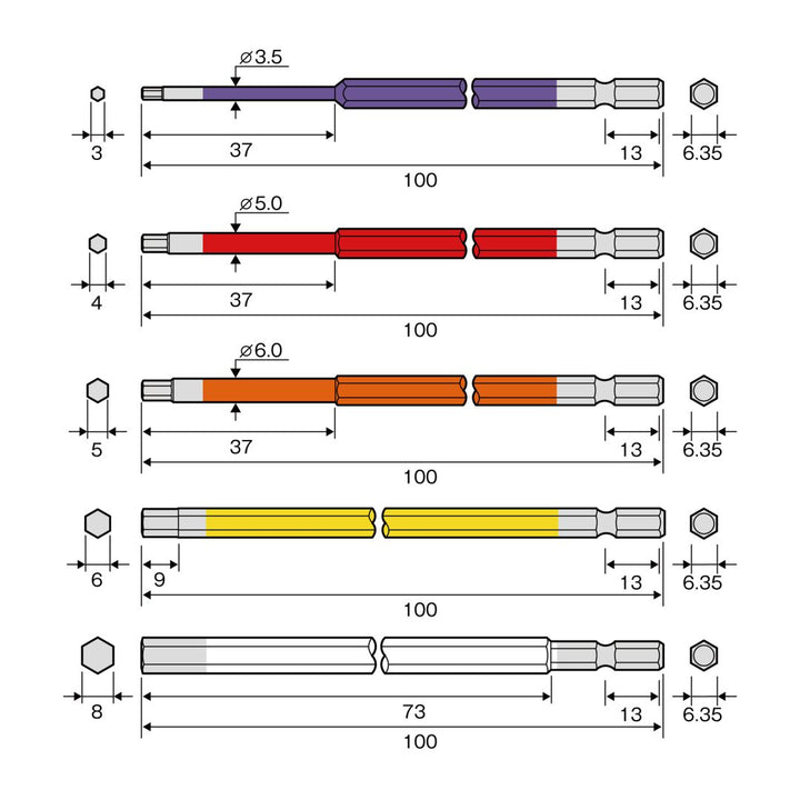 アネックス(Anex) 六角レンチカラービット