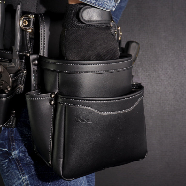[AB-22BG] KUROKIN 黒金(Black & Gold) 腰袋2段 LIGHT PU LEATHER SERIES 単品1個