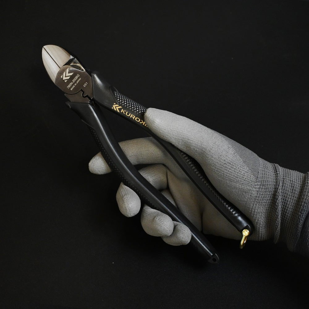 [760N-200BG] KUROKIN 黒金(Black & Gold) 偏芯強力ニッパ薄刃 200mm 単品1丁 - MisakaZoo