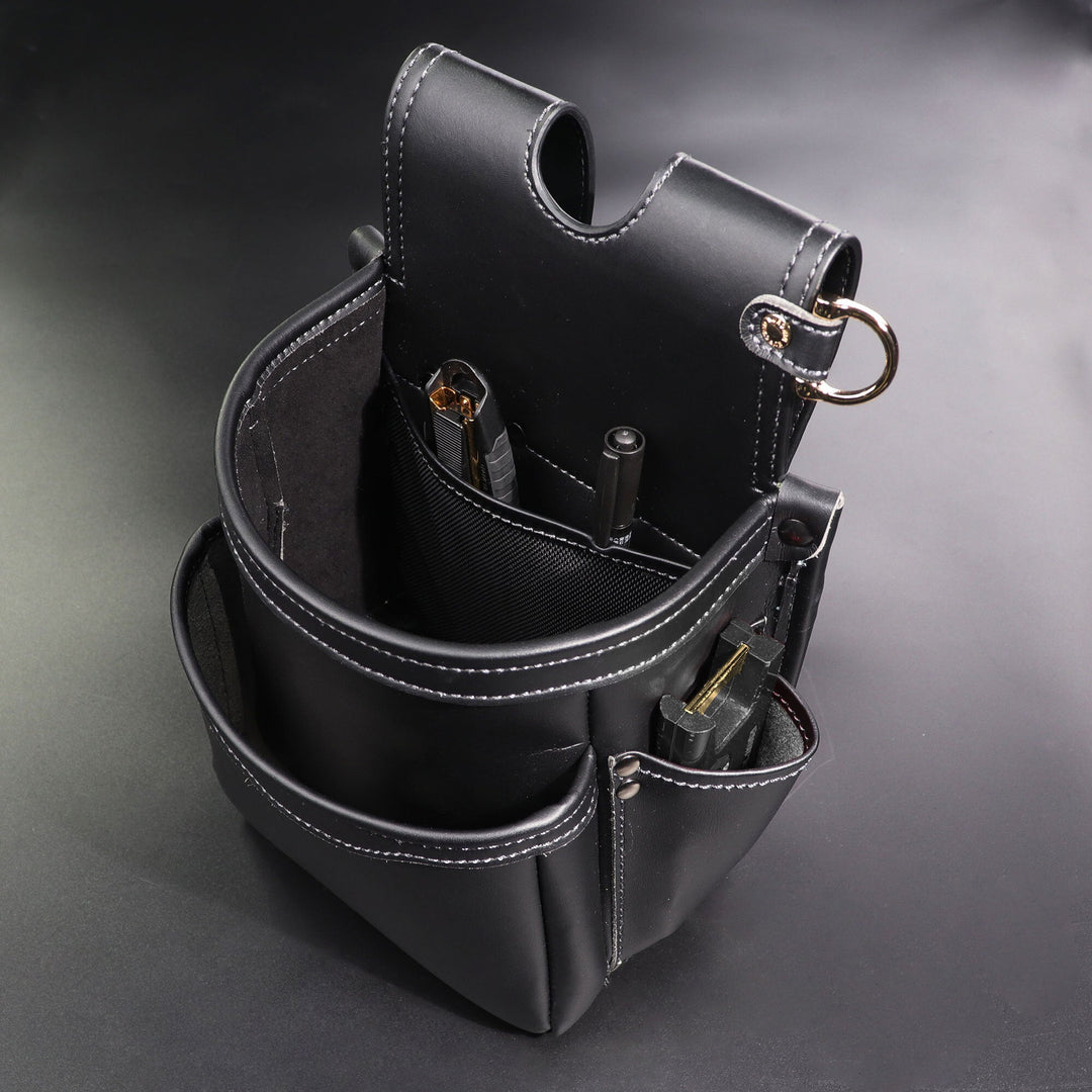 [AB-23BG] KUROKIN 黒金(Black & Gold) 腰袋3段 LIGHT PU LEATHER SERIES 単品1個