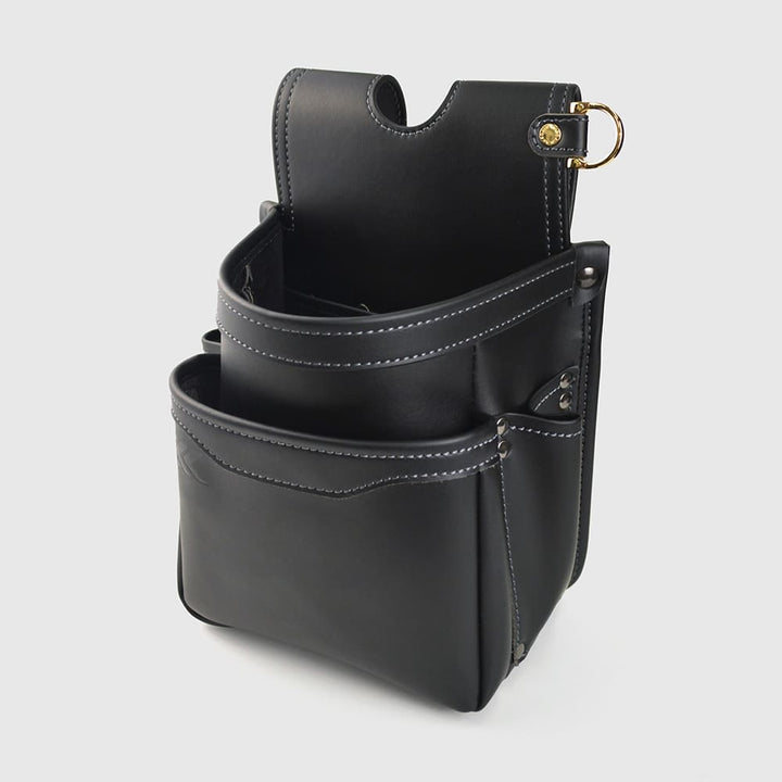 [AB-22BG] KUROKIN 黒金(Black & Gold) 腰袋2段 LIGHT PU LEATHER SERIES 単品1個