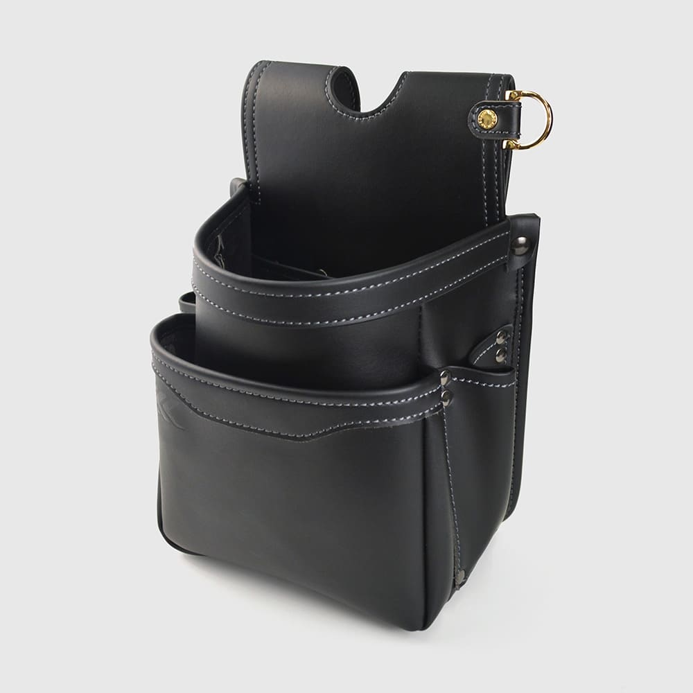 [AB-23BG] KUROKIN 黒金(Black & Gold) 腰袋3段 LIGHT PU LEATHER SERIES 単品1個