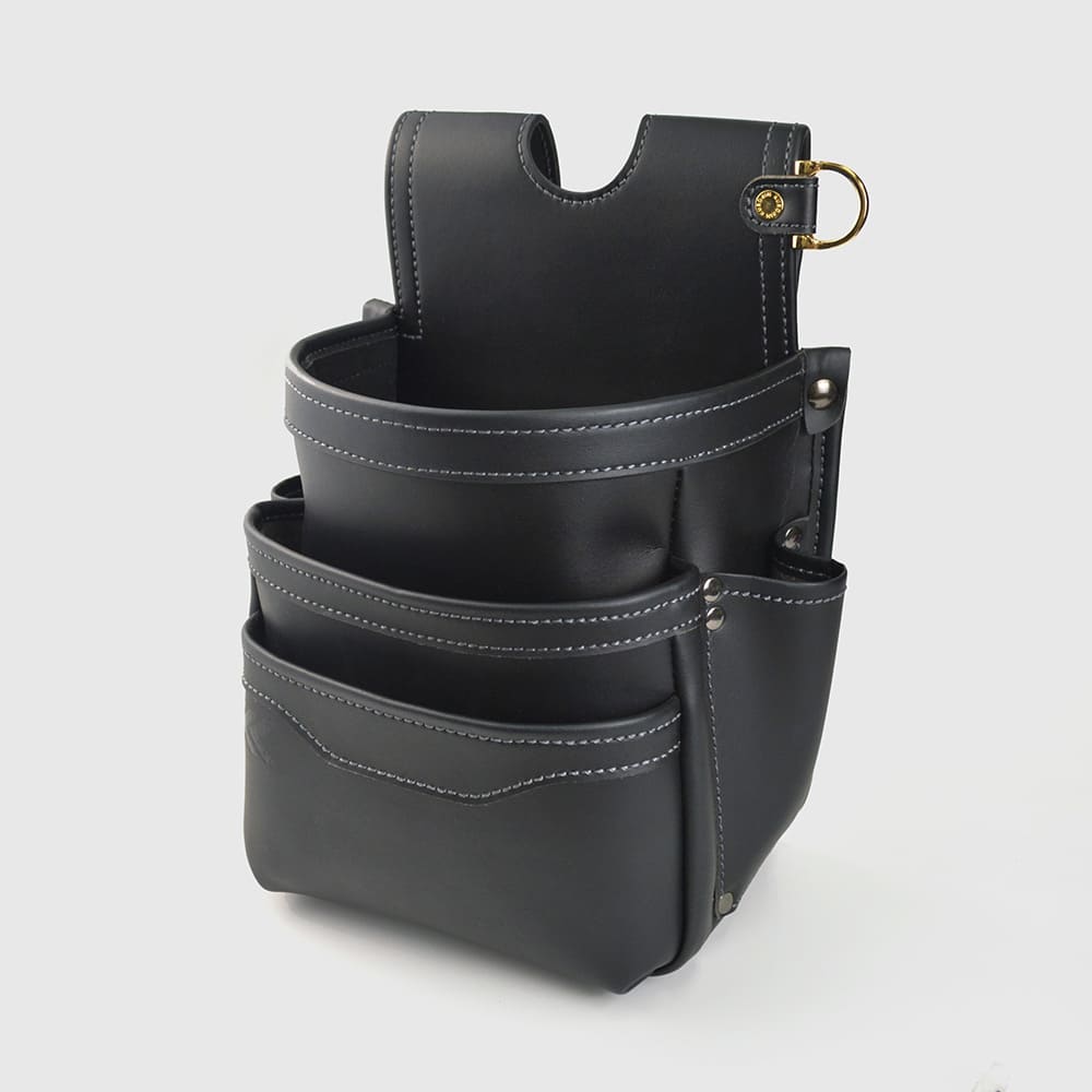[AB-23BG] KUROKIN 黒金(Black & Gold) 腰袋3段 LIGHT PU LEATHER SERIES 単品1個