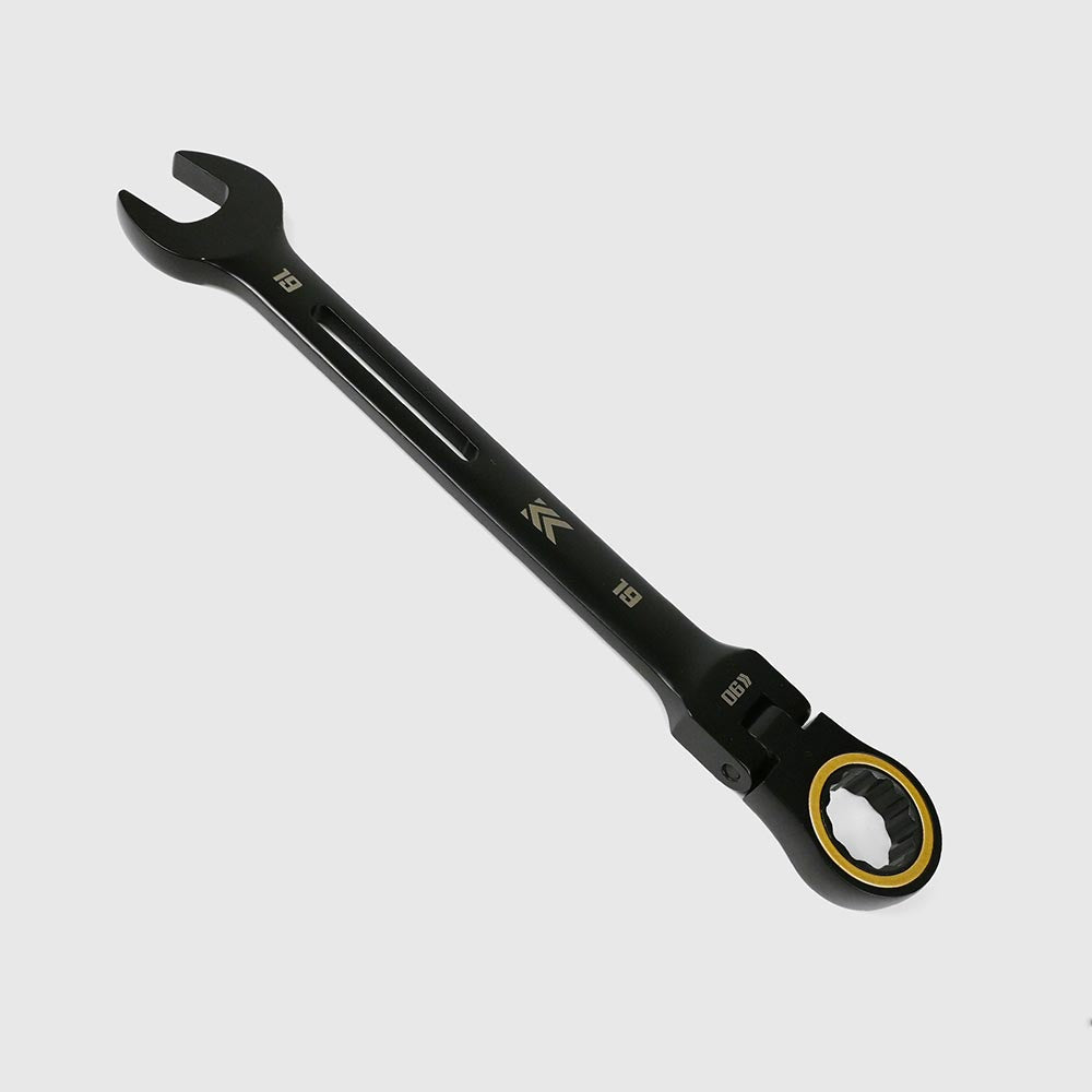 [CWL-19-BG] KUROKIN 黒金(Black & Gold) 首振りラチェットコンビネーションレンチ 19mm 単品1丁