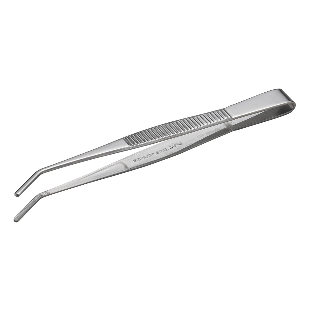ANEX 122 Stainless Steel Tweezers Curved Tip 125mm (Serrated Tip) - MisakaZoo
