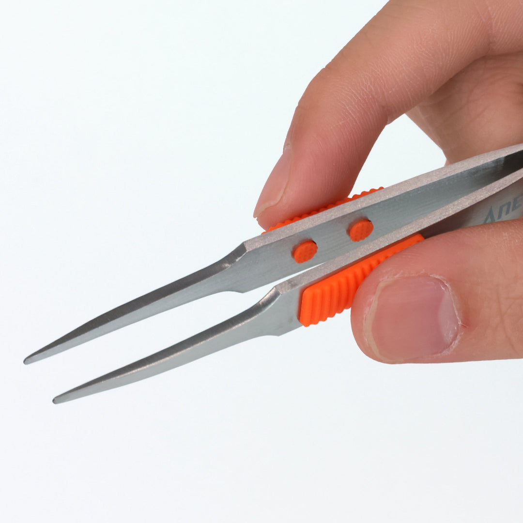 アネックス(Anex) 211 ラバーグリップ付 ステンレスピンセット 先丸型120ｍｍ （SUS410） - MisakaZoo