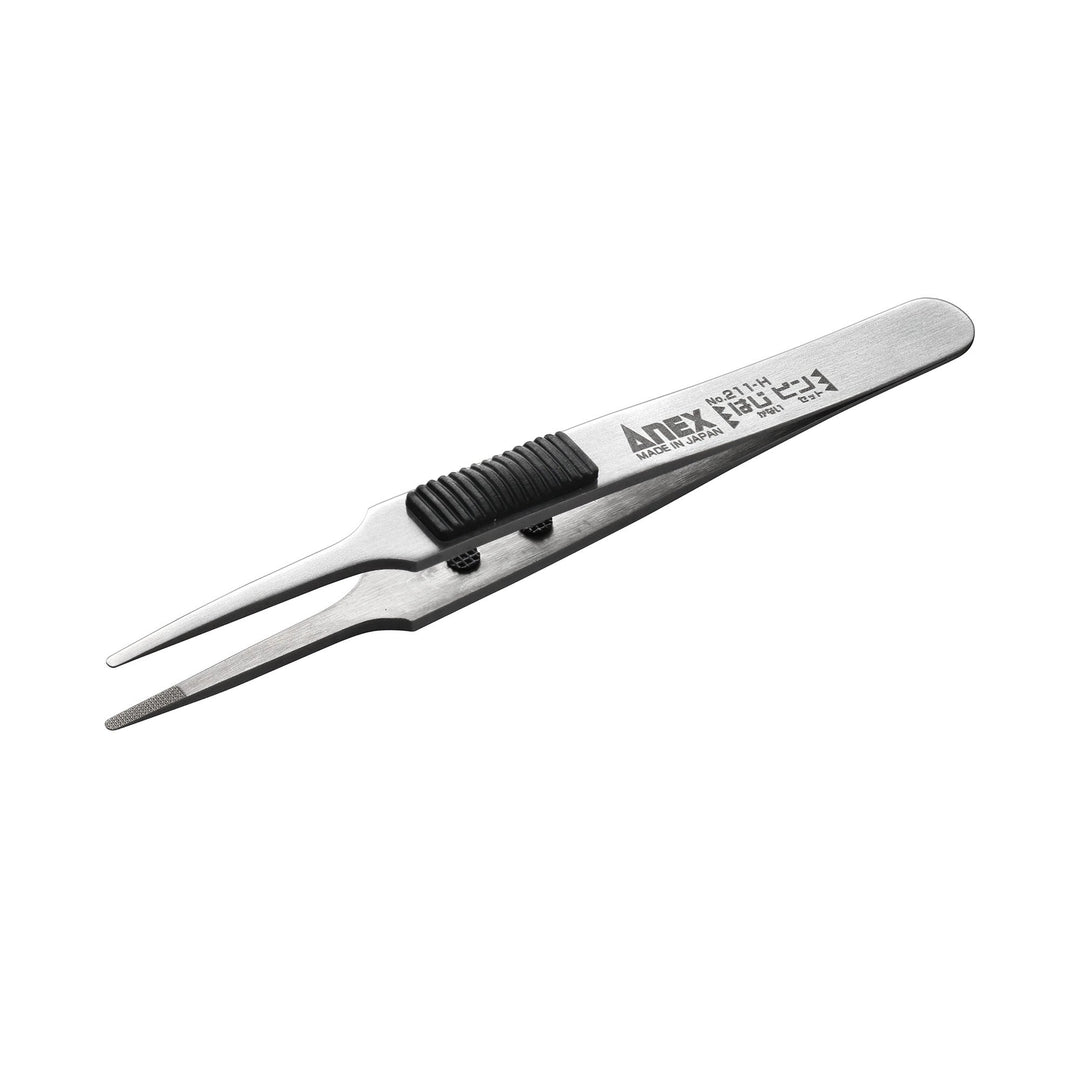 アネックス(Anex) 211-H ラバーグリップ付 ステンレスピンセット【はじピン】先丸型120mm（SUS420J2） - MisakaZoo
