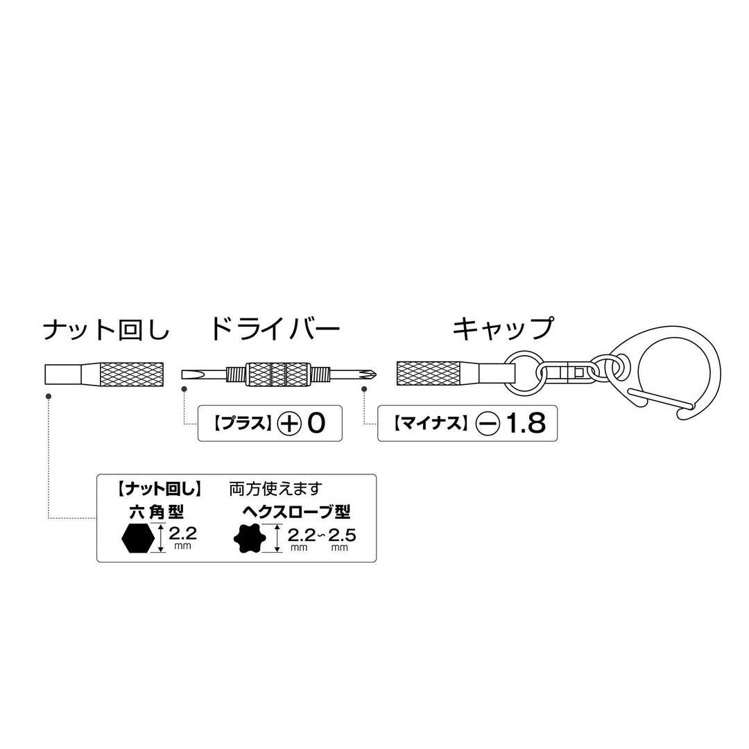 アネックス(Anex) 80-N キーホルダー付メガネ用ドライバー －1.8 ＋0 ナット回し - MisakaZoo