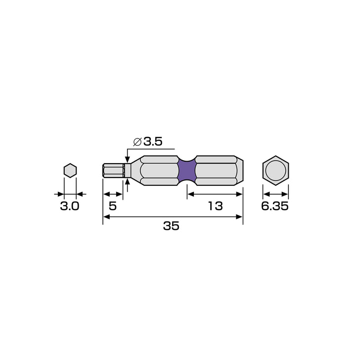 アネックス(Anex) ACHX-3035 六角レンチカラービット 1本組 H3×35 - MisakaZoo