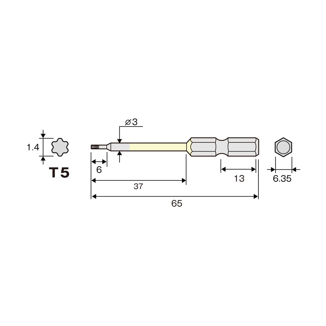 アネックス(Anex) ACTX-0565 ヘクスローブカラービット 1本組 穴なし T5×65 - MisakaZoo