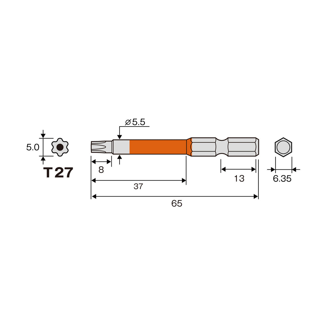 アネックス(Anex) ACTX-2765 ヘクスローブカラービット 1本組 T27×65 - MisakaZoo