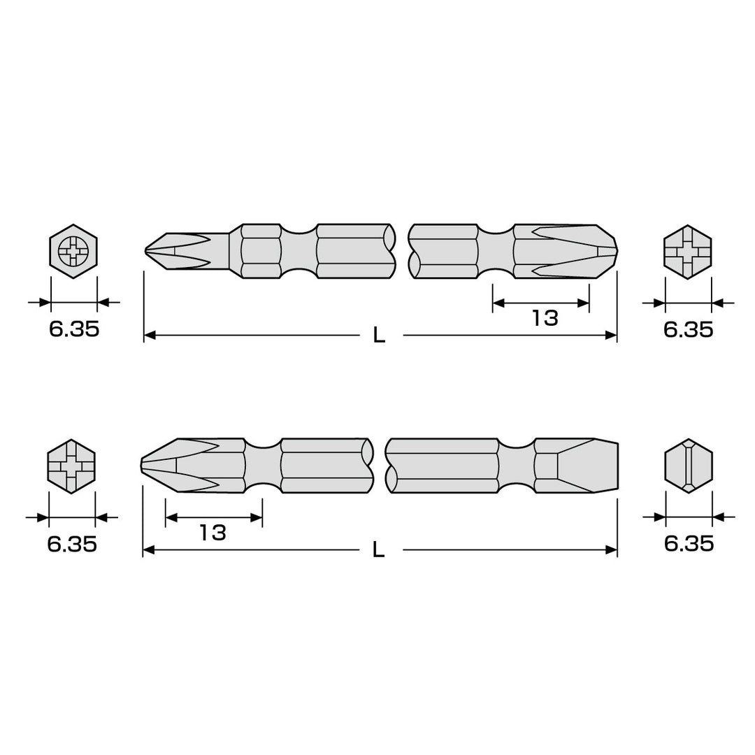 アネックス(Anex) AHPM-1326S ハイパービット 両頭タイプ 2本組 ＋1×＋3×65 ＋2×－6×65 - MisakaZoo