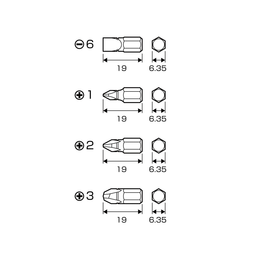 アネックス(Anex) AK-51P-B4 溝付超短ビット プラス＆マイナス4PCS （手動ドライバー用） - MisakaZoo
