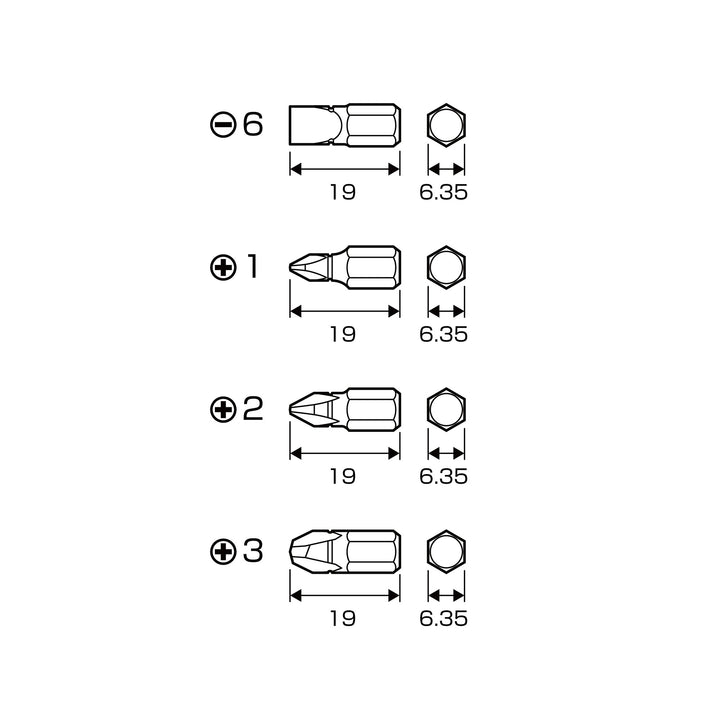 アネックス(Anex) AK-51P-B4 溝付超短ビット プラス＆マイナス4PCS （手動ドライバー用） - MisakaZoo