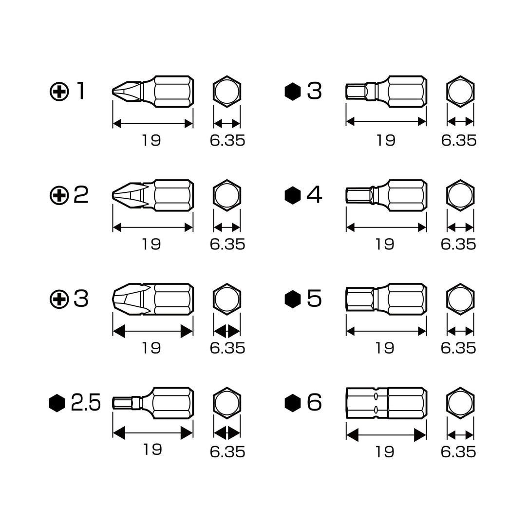 アネックス(Anex) AK-51P-B8H 溝付超短ビット プラス＆六角レンチ8PCS （手動ドライバー用） - MisakaZoo