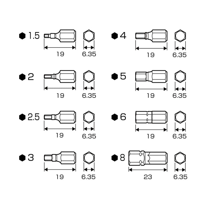 アネックス(Anex) AK-51P-B8H1 溝付超短ビット 六角レンチ8PCS （手動ドライバー用） - MisakaZoo