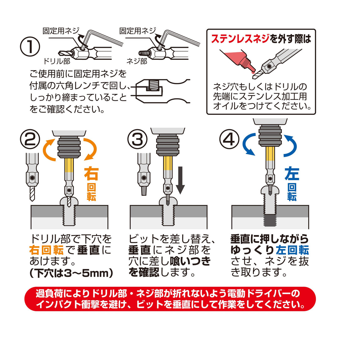 アネックス(Anex) ANH-S3 なめたネジはずしビット 3本組 全長65ｍｍ M2.5～8ネジ対応 ステンレスネジにも対応 - MisakaZoo