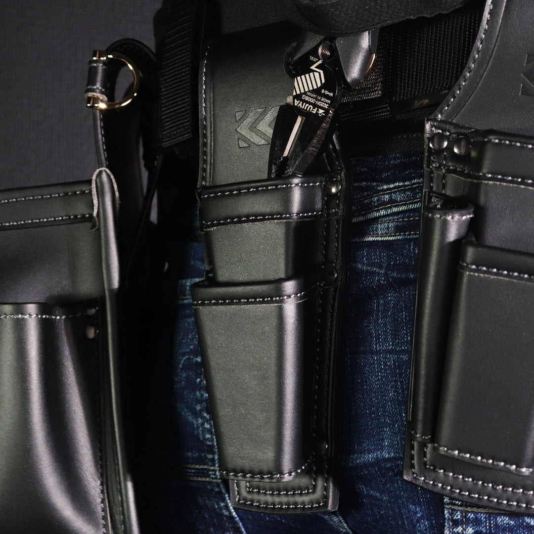 [AH-62BG] KUROKIN 黒金(Black & Gold) ホルダー2段 LIGHT PU LEATHER SERIES 単品1個