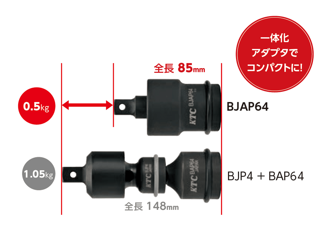 [BJAP64] KTC(京都機械工具)19.0sq.インパクトレンチ用ユニバーサルジョイントアダプタ 単品1個 - MisakaZoo