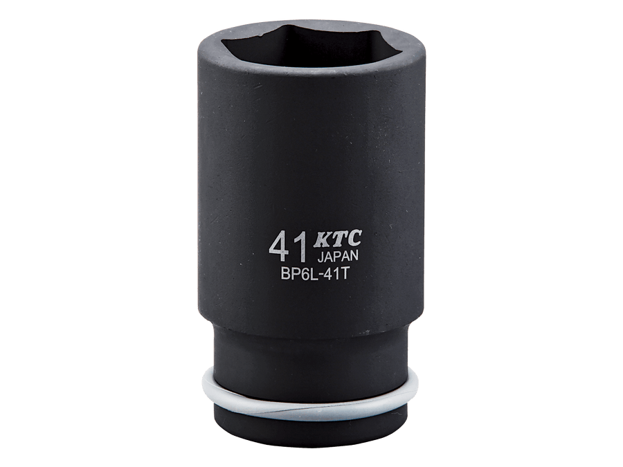 [BP6L-41TP] KTC(京都機械工具)19.0sq.インパクトレンチ用ソケット（ディープ薄肉）ピン・リング付（対辺41mm・全長100mm） 単品1個 - MisakaZoo