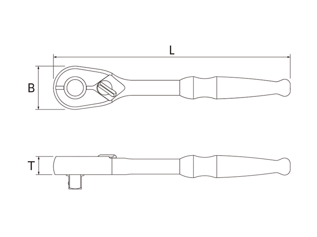 [BR390] KTC(京都機械工具)9.5sq.ラチェットハンドル（全長180mm） 単品1本 - MisakaZoo