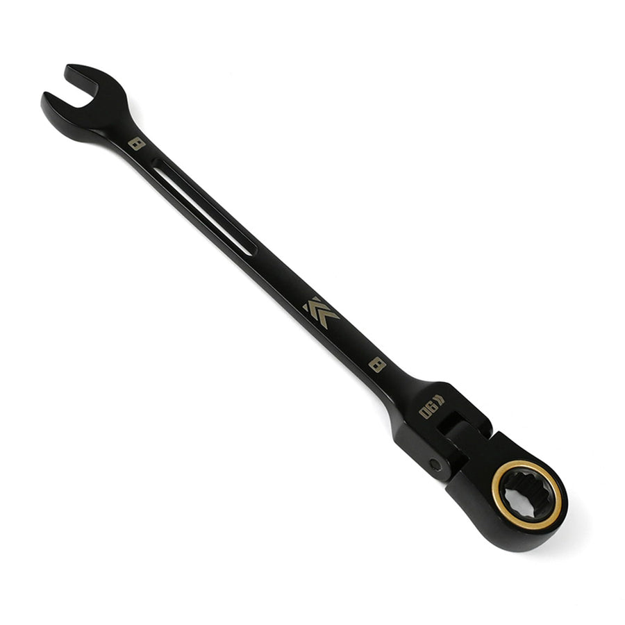 [CWL-08-BG] KUROKIN 黒金(Black & Gold) 首振りラチェットコンビネーションレンチ 8mm 単品1丁 - MisakaZoo