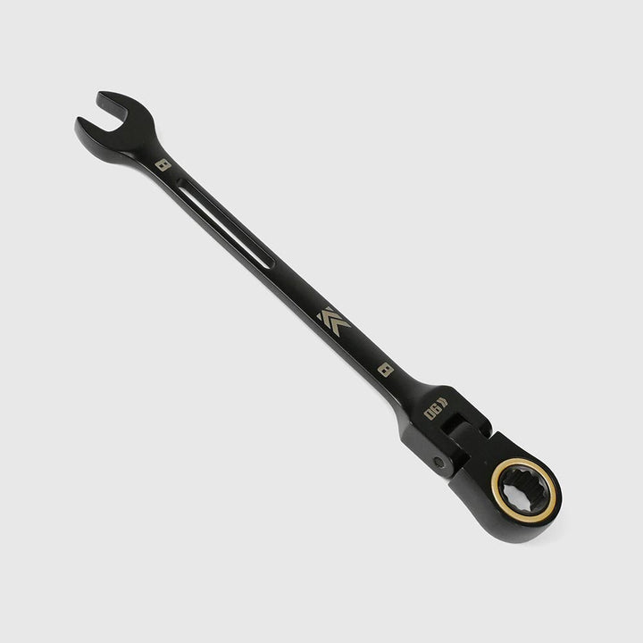 [CWL-08-BG] KUROKIN 黒金(Black & Gold) 首振りラチェットコンビネーションレンチ 8mm 単品1丁 - MisakaZoo