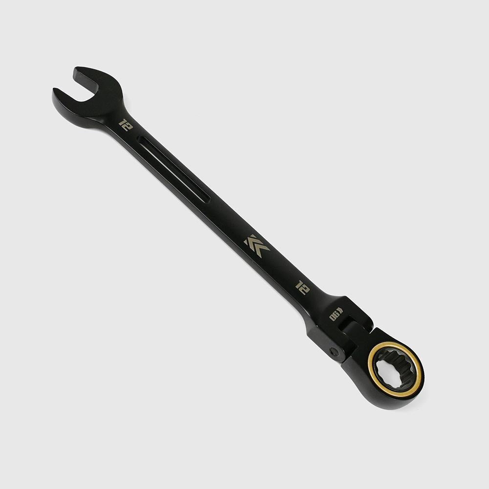 [CWL-12-BG] KUROKIN 黒金(Black & Gold) 首振りラチェットコンビネーションレンチ 12mm 単品1丁 - MisakaZoo