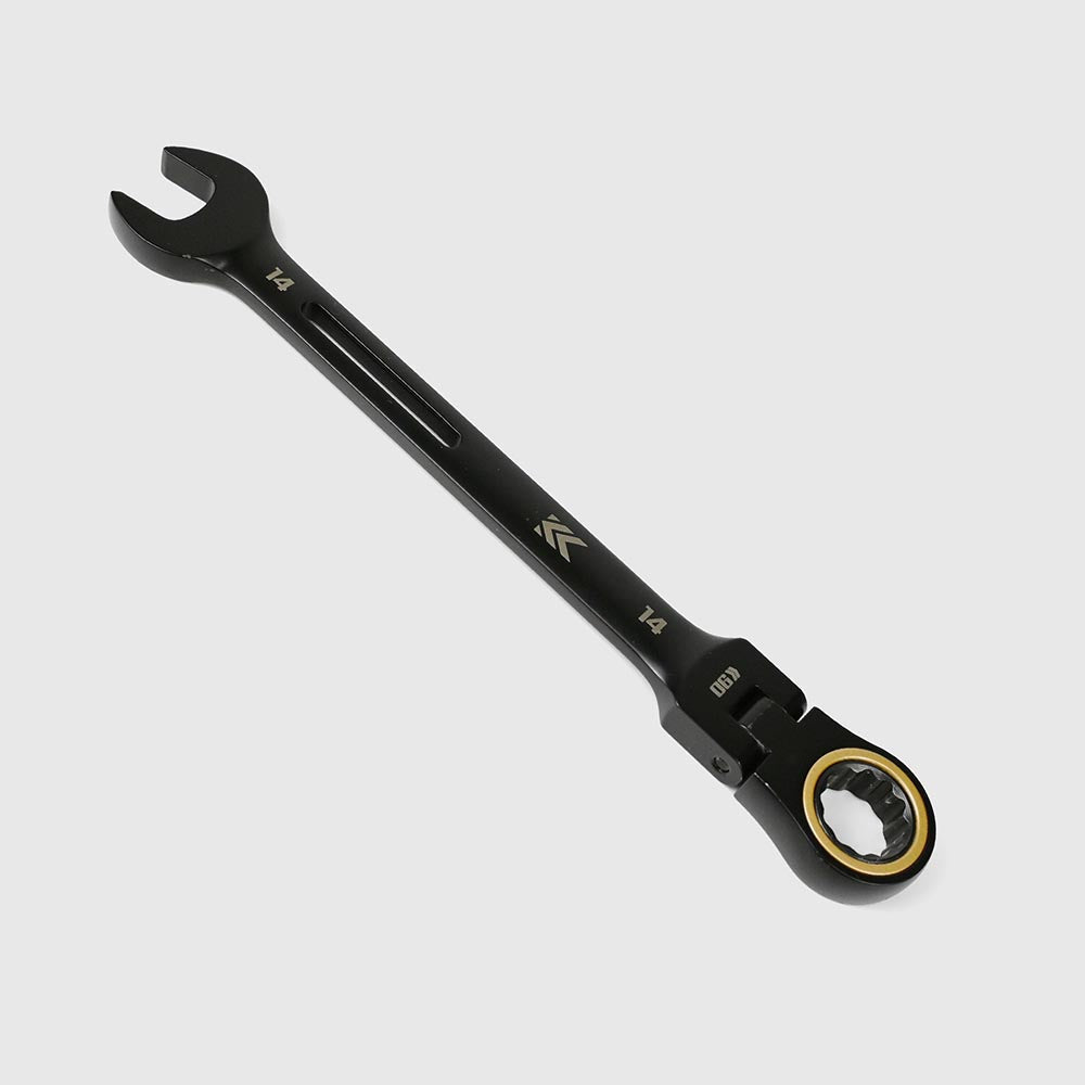 [CWL-14-BG] KUROKIN 黒金(Black & Gold) 首振りラチェットコンビネーションレンチ 14mm 単品1丁 - MisakaZoo