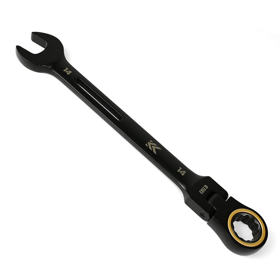 [CWL-14-BG] KUROKIN 黒金(Black & Gold) 首振りラチェットコンビネーションレンチ 14mm 単品1丁 - MisakaZoo