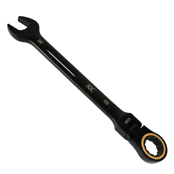 [CWL-19-BG] KUROKIN 黒金(Black & Gold) 首振りラチェットコンビネーションレンチ 19mm 単品1丁 - MisakaZoo