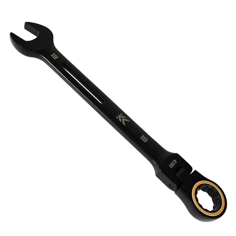 [CWL-19-BG] KUROKIN 黒金(Black & Gold) 首振りラチェットコンビネーションレンチ 19mm 単品1丁 - MisakaZoo