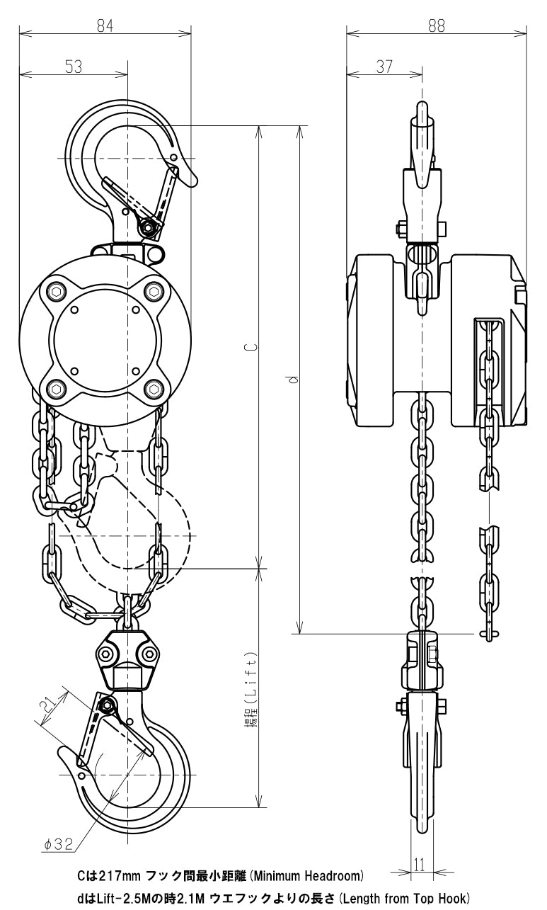 キトー チェーンブロック CX003 250kg