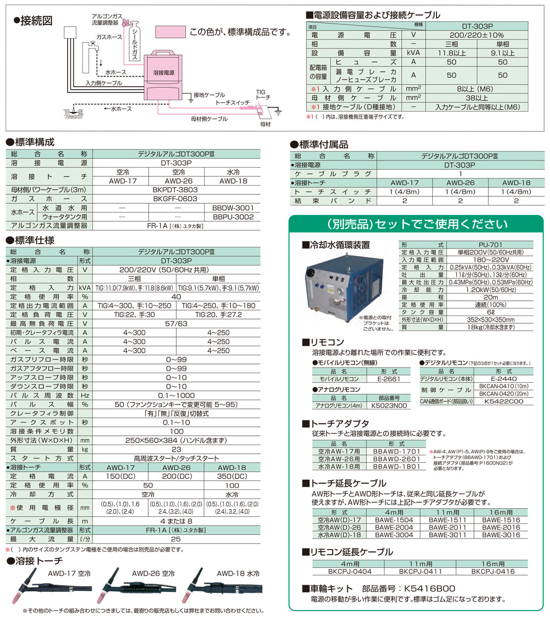 ダイヘン 直流TIG溶接機 デジタルアルゴ DT300PⅢ 空冷仕様