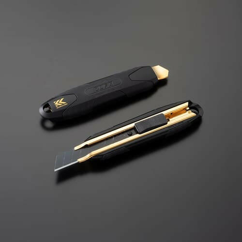 [FK02A-BG] KUROKIN 黒金(Black & Gold) メタルカッターナイフ 単品1個 - MisakaZoo