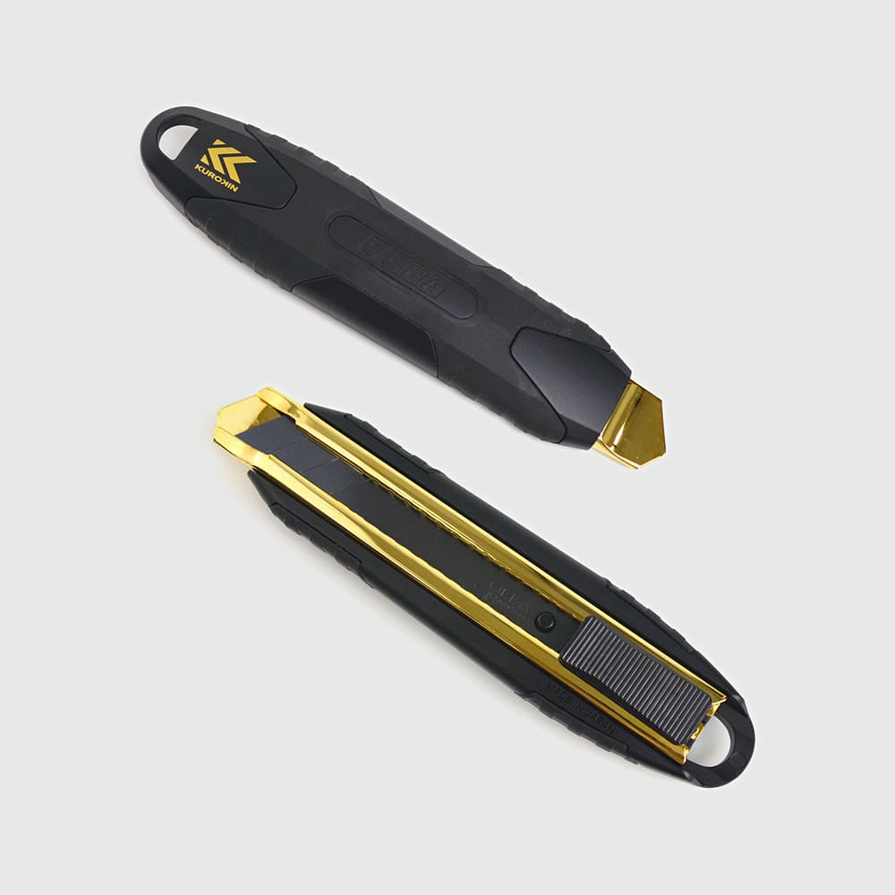 [FK02A-BG] KUROKIN 黒金(Black & Gold) メタルカッターナイフ 単品1個 - MisakaZoo